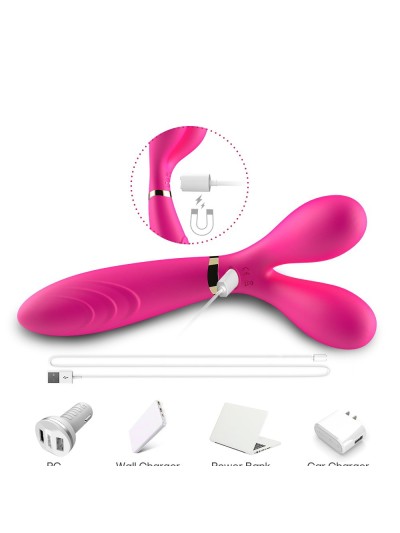 Vibromasseur Wand  rose en forme de Y avec 3 moteurs 