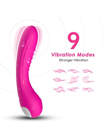 Vibromasseur courbé 9 modes de vibration rose 