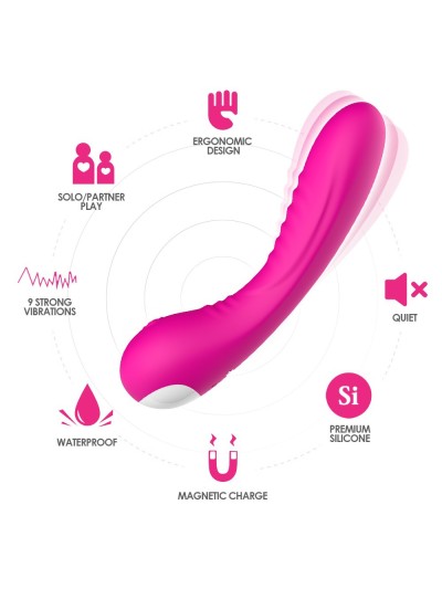 Vibromasseur courbé 9 modes de vibration rose 