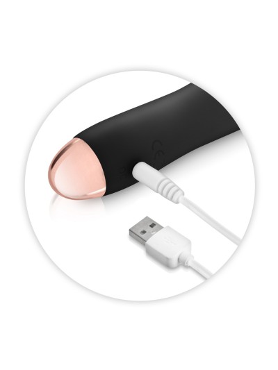 Vibromasseur noir 7 vitesses USB tête strié 