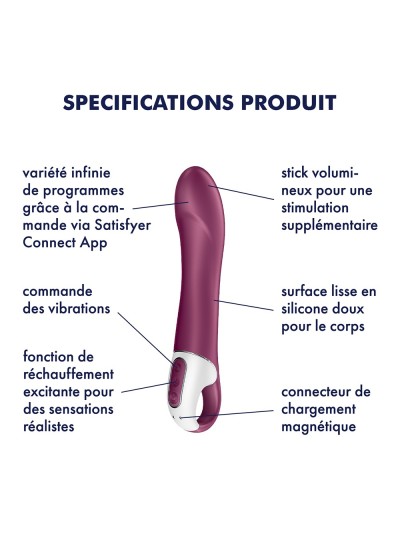 Vibromasseur chauffant connecté USB rouge Big Heat Satisfyer 