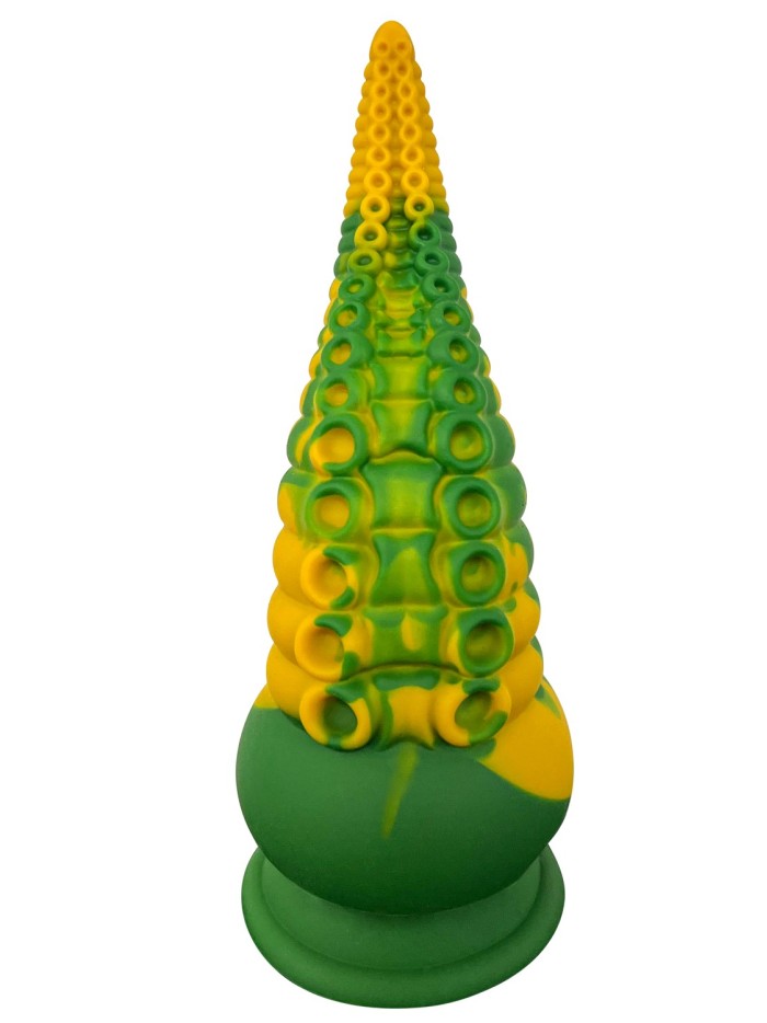 Gode ventouse tentacule Kraken 21 cm vert et jaune 