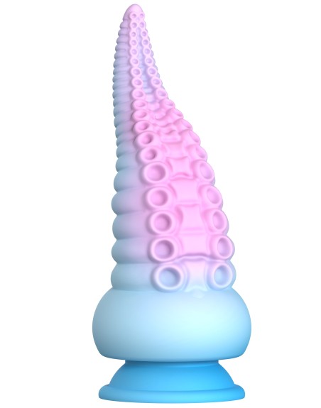 Gode ventouse tentacule Kraken 18 cm rose et bleu 