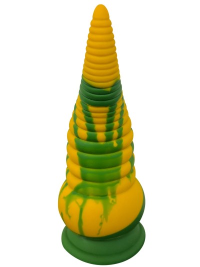 Gode ventouse tentacule Kraken vibrant 21 cm vert et jaune USB 
