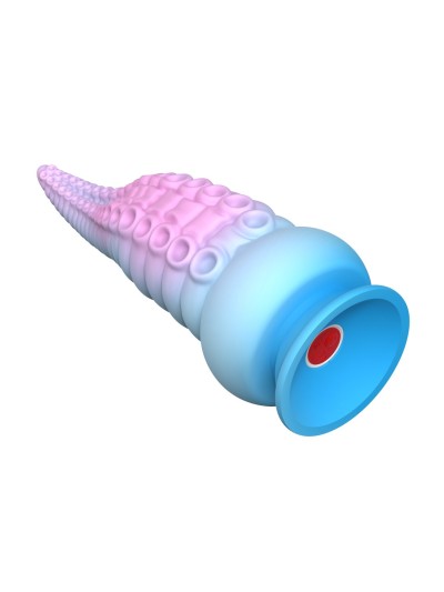 Gode ventouse tentacule Kraken vibrant 18 cm rose et bleu USB 