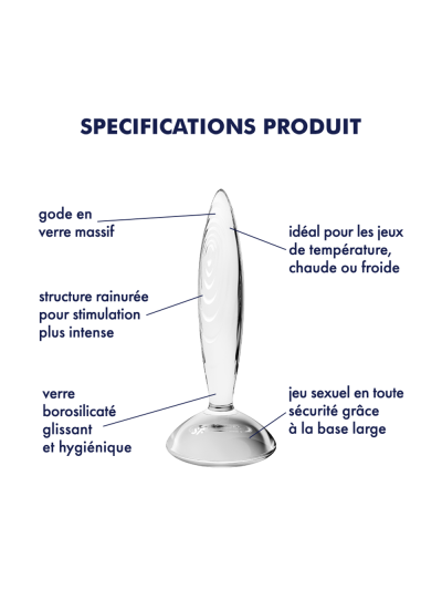 Gode anal en verre borosilicaté massif transparent Sparkling Crystal Satisfyer 