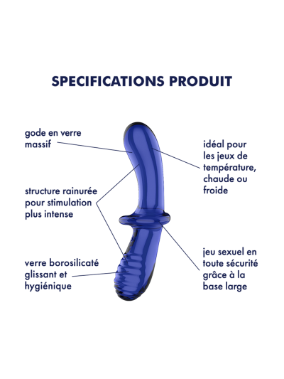 Gode en verre borosilicaté massif bleu Double Crystal Satisfyer 