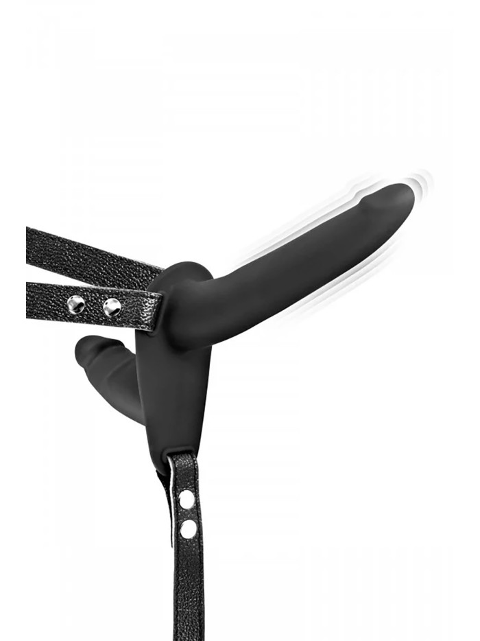 Double gode ceinture vibrant noir USB 