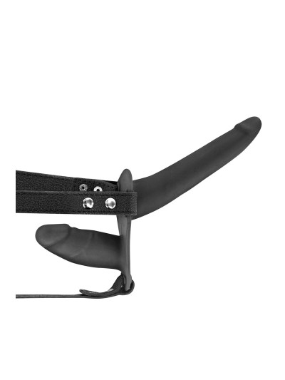 Double gode ceinture vibrant noir USB 