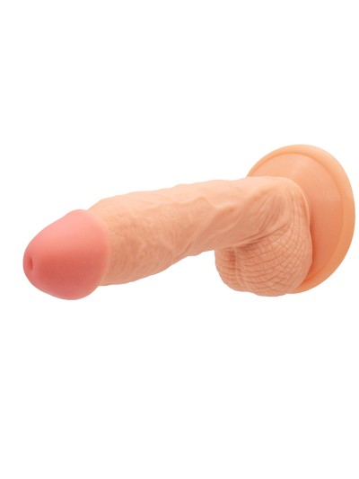 Gode ventouse réaliste avec testicules coloris chair 