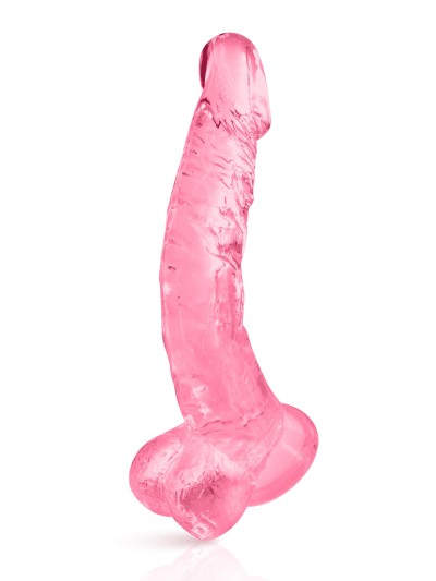 Gode jelly courbe rose ventouse taille XL 22cm 
