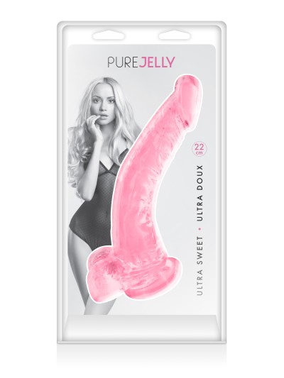 Gode jelly courbe rose ventouse taille XL 22cm 