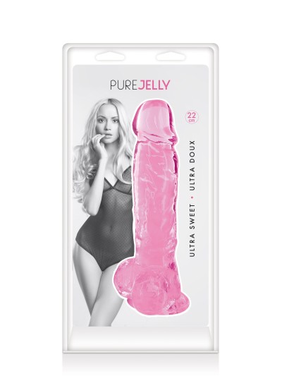 Gode jelly rose ventouse taille XL 22cm 