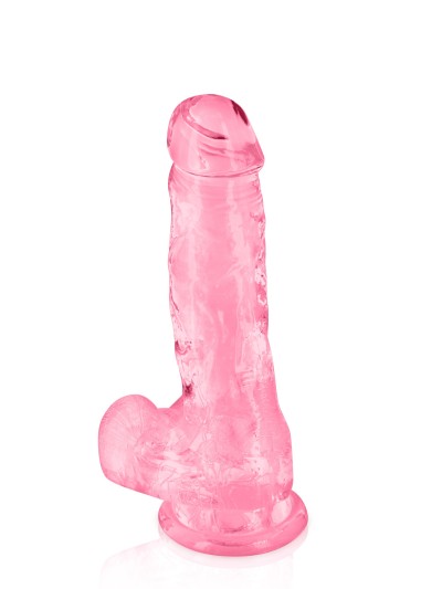 Gode jelly rose ventouse taille M 17.5cm 