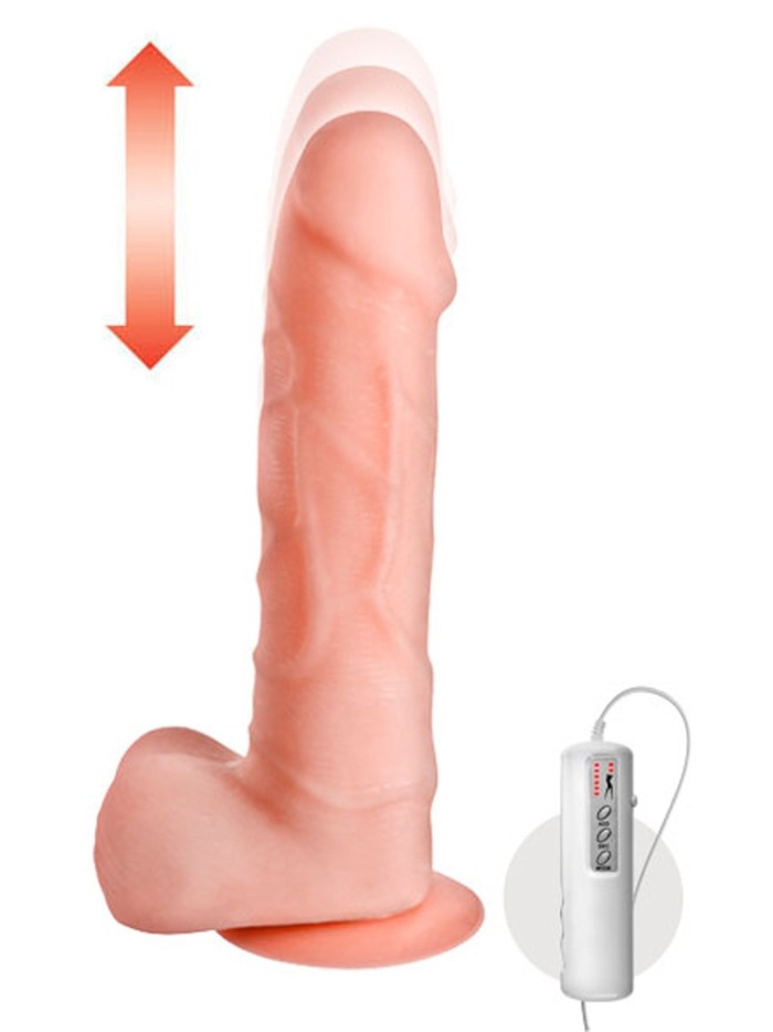 Vibromasseur gode réaliste ventouse et testicules 21 cm va-et-vient avec télécommande 