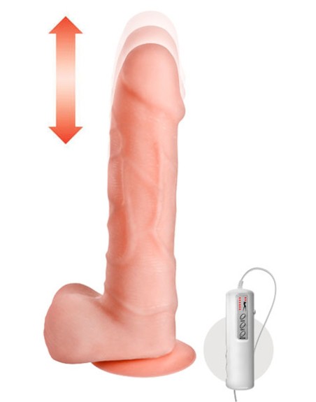Vibromasseur gode réaliste ventouse et testicules 21 cm va-et-vient avec télécommande 