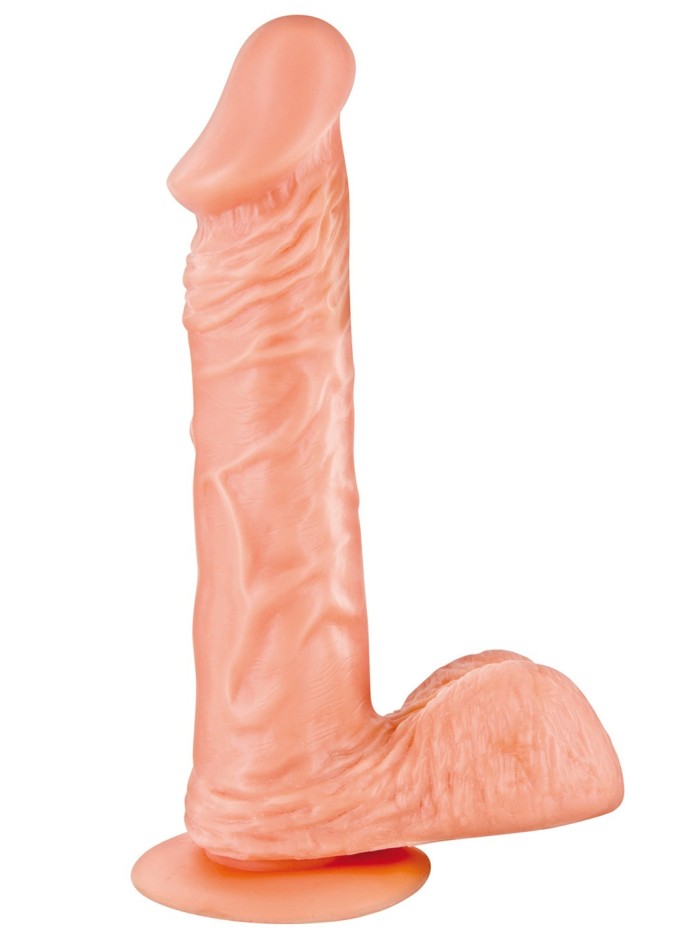 Gode réaliste veiné avec testicules et ventouse 21cm 