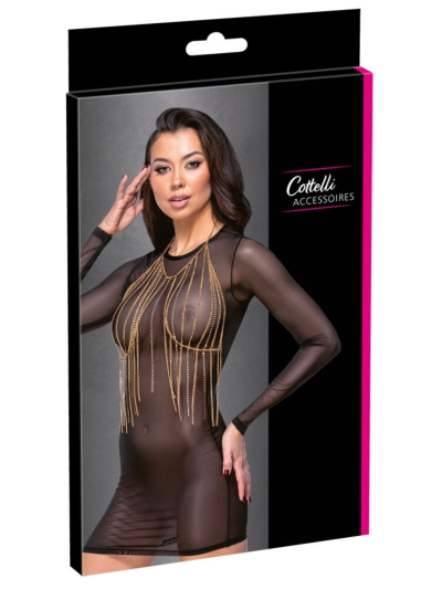 Top bijou doré à chaînes  strass 