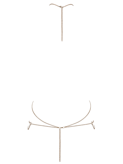 2 Chaines de corps dorées avec strass irisées effet hologramme 