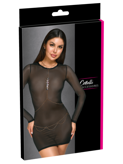 2 Chaines de corps dorées avec strass irisées effet hologramme 