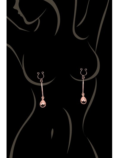 Bijou pince téton, forme perle doré rose 