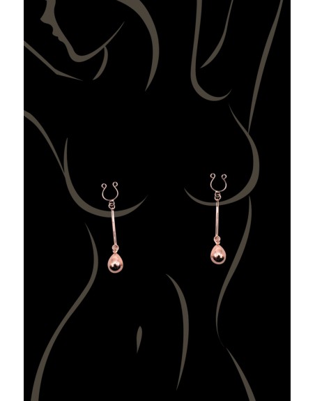 Bijou pince téton, forme perle doré rose 