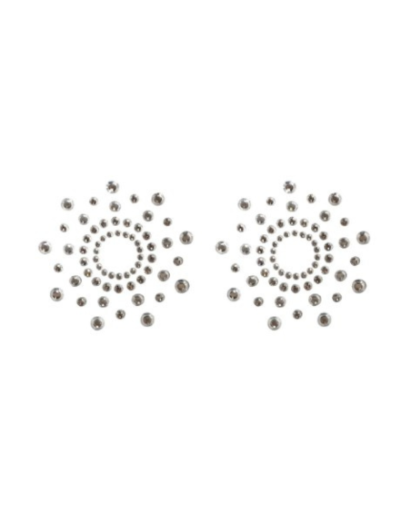 Paire de cache tétons adhésifs strass blanc 