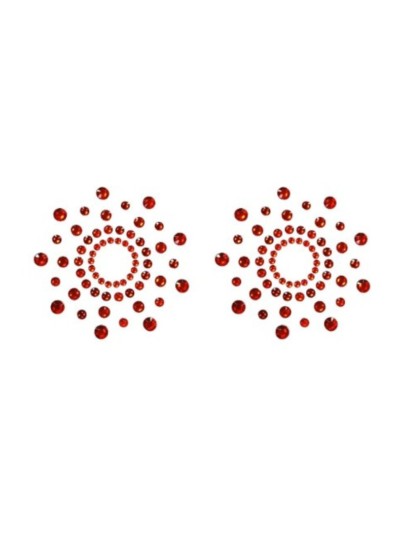 Paire de cache tétons adhésifs strass rouge 