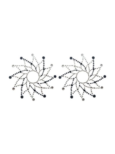 Paire de cache tétons adhésifs strass noir et blanc 