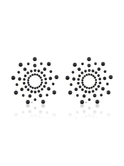 Paire de cache tétons adhésifs strass noir 