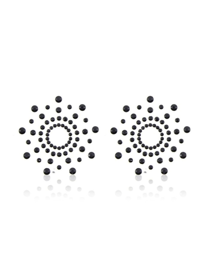 Paire de cache tétons adhésifs strass noir 