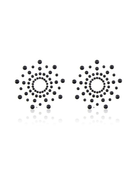 Paire de cache tétons adhésifs strass noir 