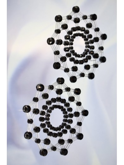 Paire de cache tétons adhésifs strass noir 