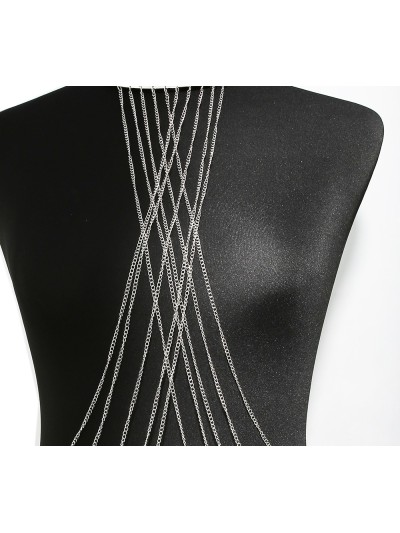 Bijou Tour de cou trois anneaux avec chaines de corps argenté 