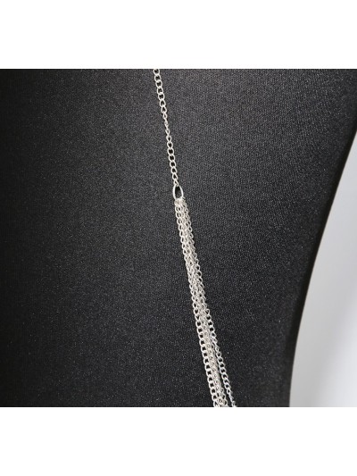 Bijou Tour de cou trois anneaux avec chaines de corps argenté 