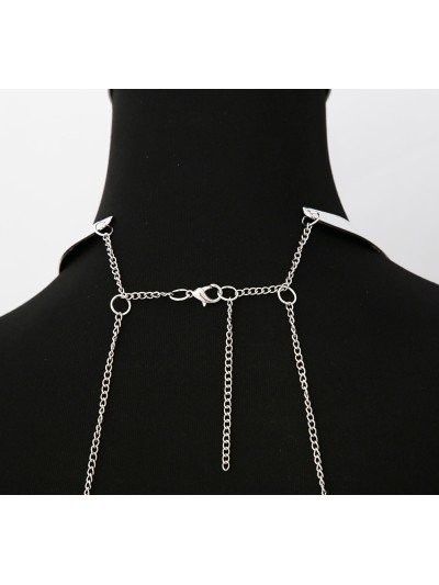 Bijou Tour de cou trois anneaux avec chaines de corps argenté 