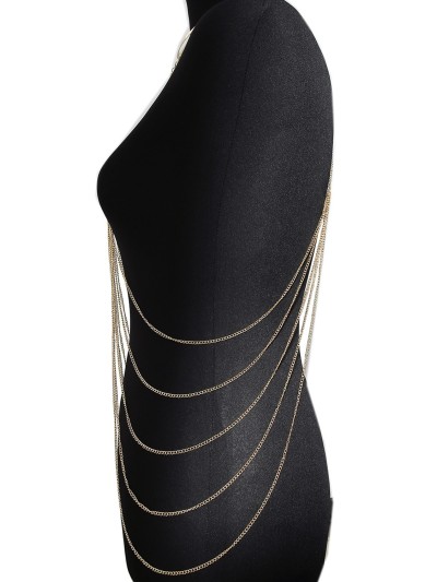 Bijou Tour de cou trois anneaux avec chaines de corps doré 