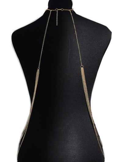 Bijou Tour de cou trois anneaux avec chaines de corps doré 