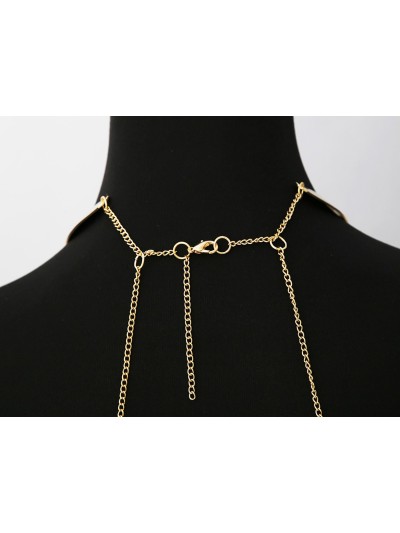 Bijou Tour de cou trois anneaux avec chaines de corps doré 