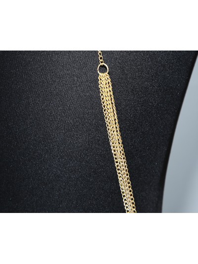 Bijou Tour de cou trois anneaux avec chaines de corps doré 