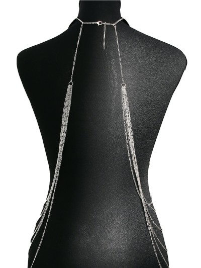 Bijou Tour de cou avec chaines de corps argenté 