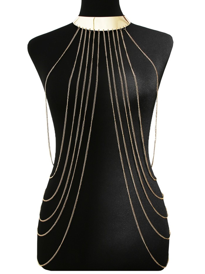 Bijou Tour de cou avec chaines de corps doré 