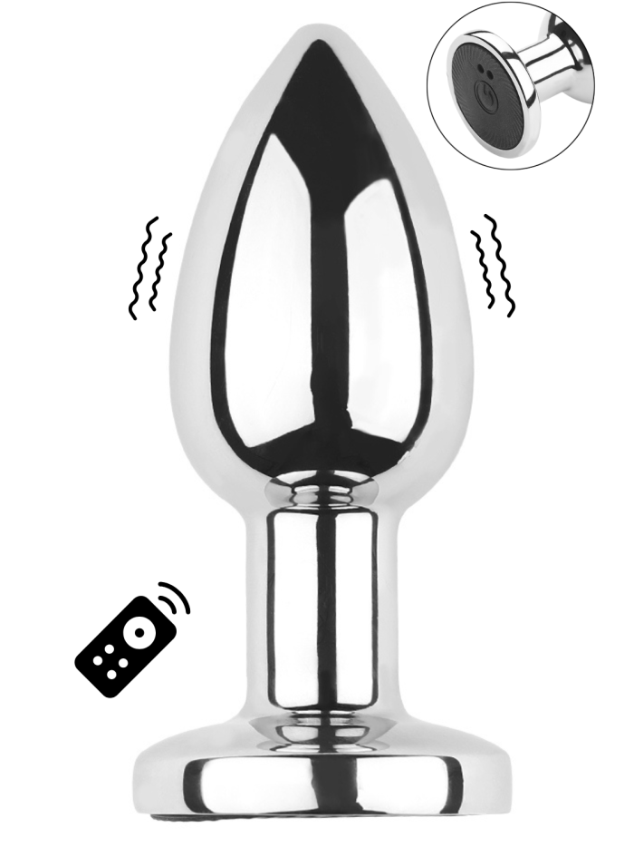 Plug vibrant acier inoxydable anal taille S avec télécommande, USB BOOTY 