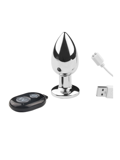 Plug vibrant acier inoxydable anal taille S avec télécommande, USB BOOTY 