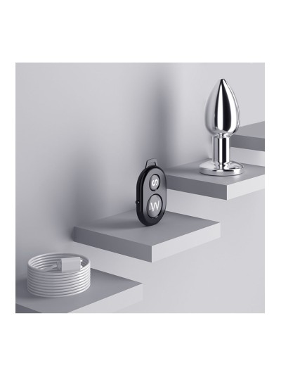 Plug vibrant acier inoxydable anal taille S avec télécommande, USB BOOTY 