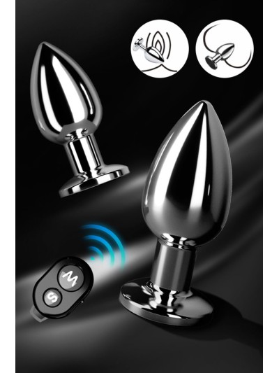 Plug vibrant acier inoxydable anal taille S avec télécommande, USB BOOTY 
