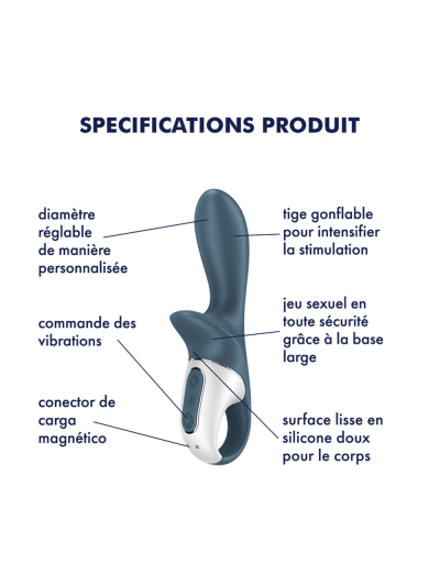 Vibromasseur gonflable anal gris USB Air Pump Booty 2 Satisfyer 