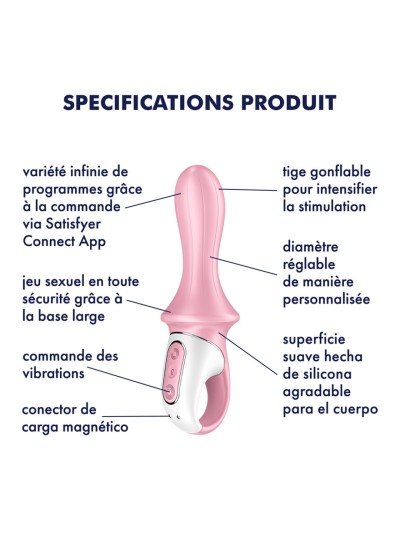 Vibromasseur anal gonflant connecté rose USB Air Pump Booty 5 Satisfyer 