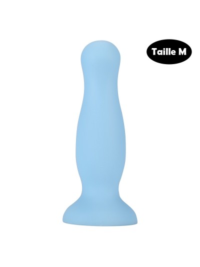 Plug anal ventouse bleu pastel taille M 