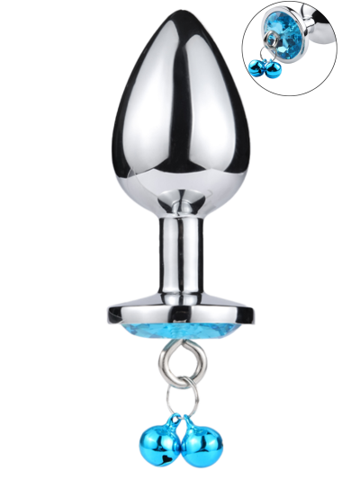 Plug bijou aluminium bleu avec clochettes Taille M JINGLE 